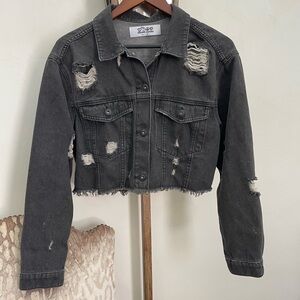 Caruso Black Distressed Denim Jacket